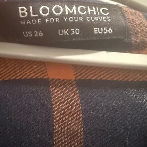 BloomChic Navy and Orange Checkered Dress